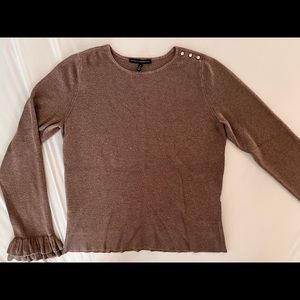 White House Black Market Ruffle Sleeve Sweater in Mink (brown) Size:  XL